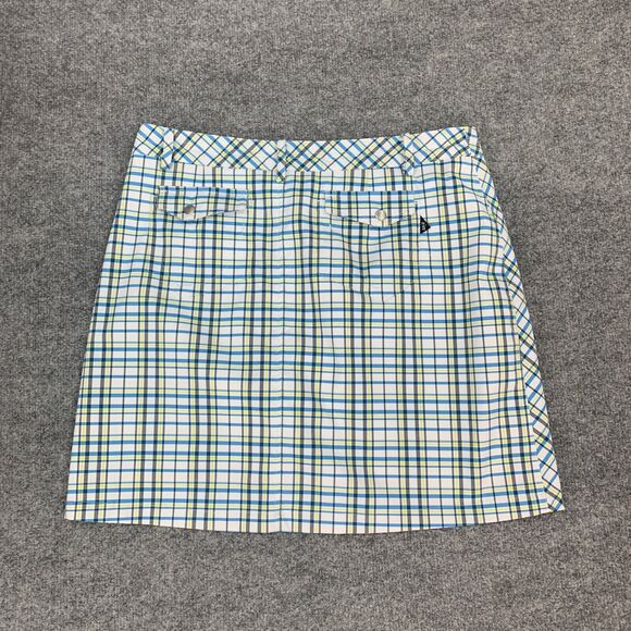 Nivo NVO Skort Women 8 Blue Multi Plaid Lightweight Stretch Lined Golf Tennis - Picture 9 of 12